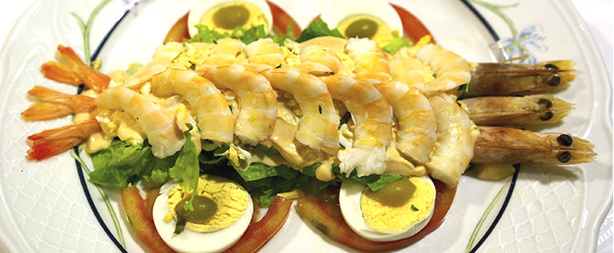 restaurante la trainera ensalada langostinos